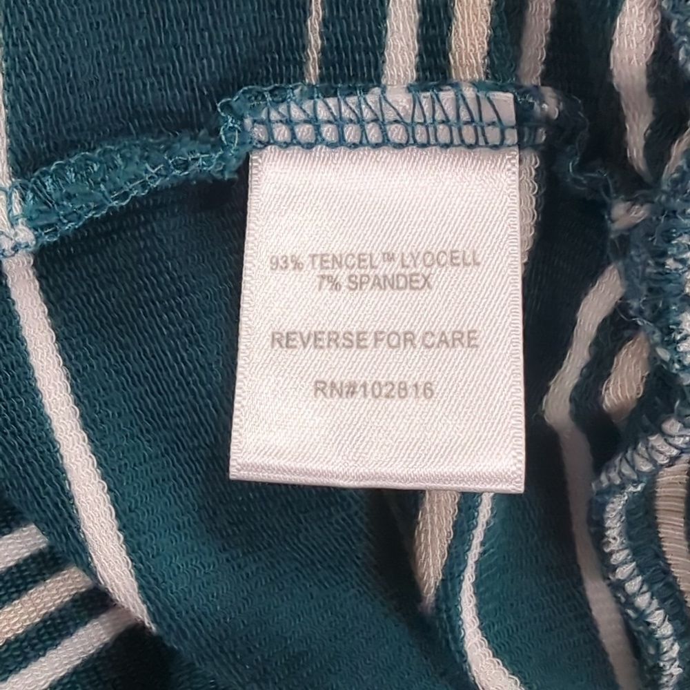 Garnet Hill Top Womens Medium Green Striped Cowl Neck - Picture 6 of 9